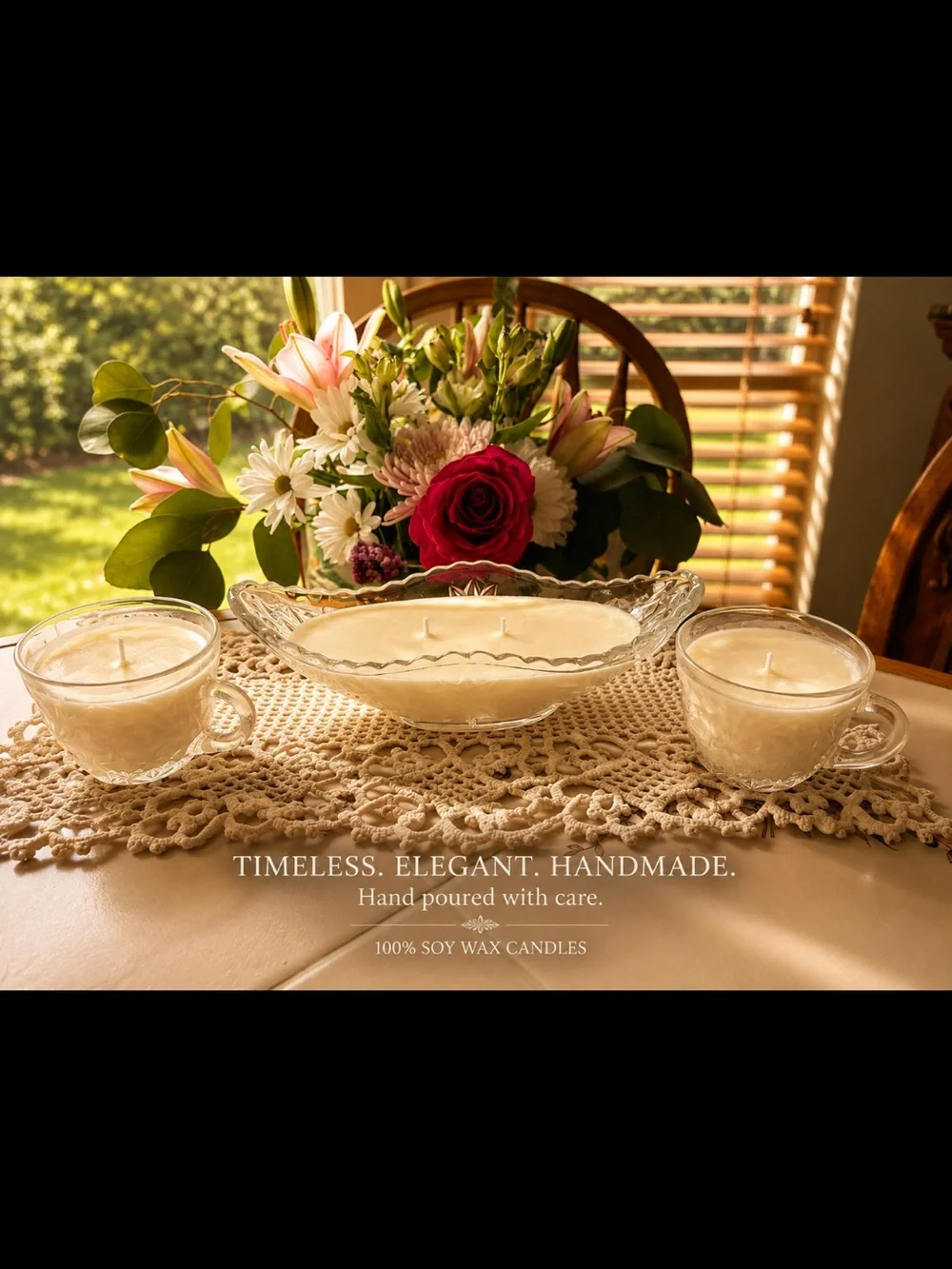🍎🍂 Vintage Glass Teacup Candle Trio: Caramel Apple Autumn Spice